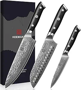 KEEMAKE Damascus Knife Set 3 PCS